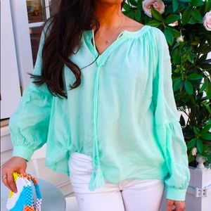 Very J Small Mint Green Gauze Loose Fit Top NWT